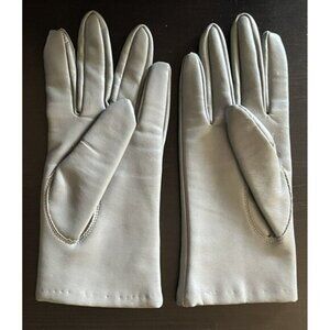 VIntage Light Gray Faux Vegan Leather Soft Cotton Lined Gloves